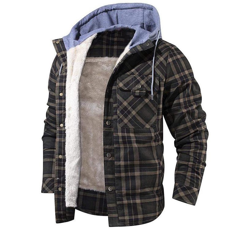 Men's Lined Hooded Flannel Jacket