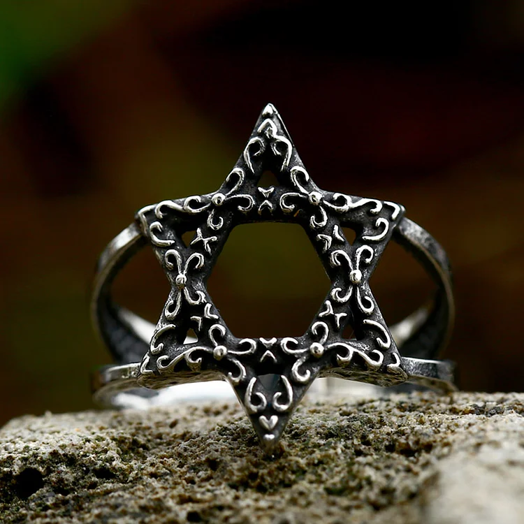 Punk Star of David Stainless Steel Ring