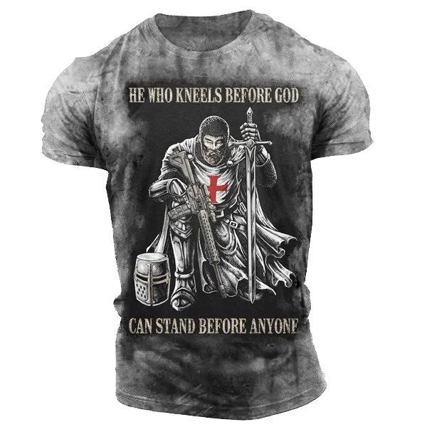 He Who Kneels Before God Can Stand Before Anyone Men's Retro T-shirt / [viawink] /