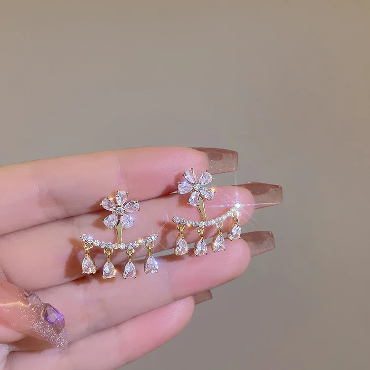 Micro-set Zircon Drop Flower Earrings