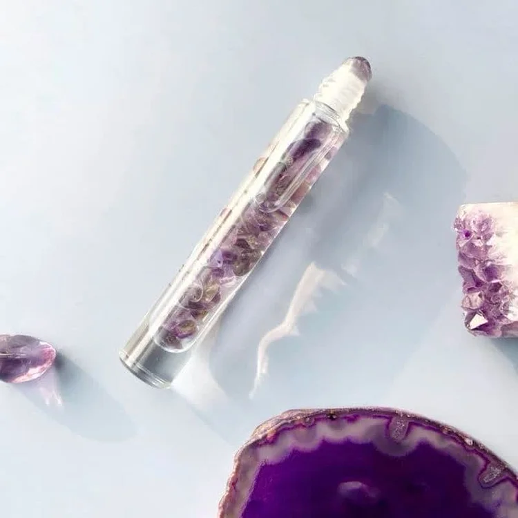 Roll-On Essential Oil Bottle Crystal Decoration-Amethyst