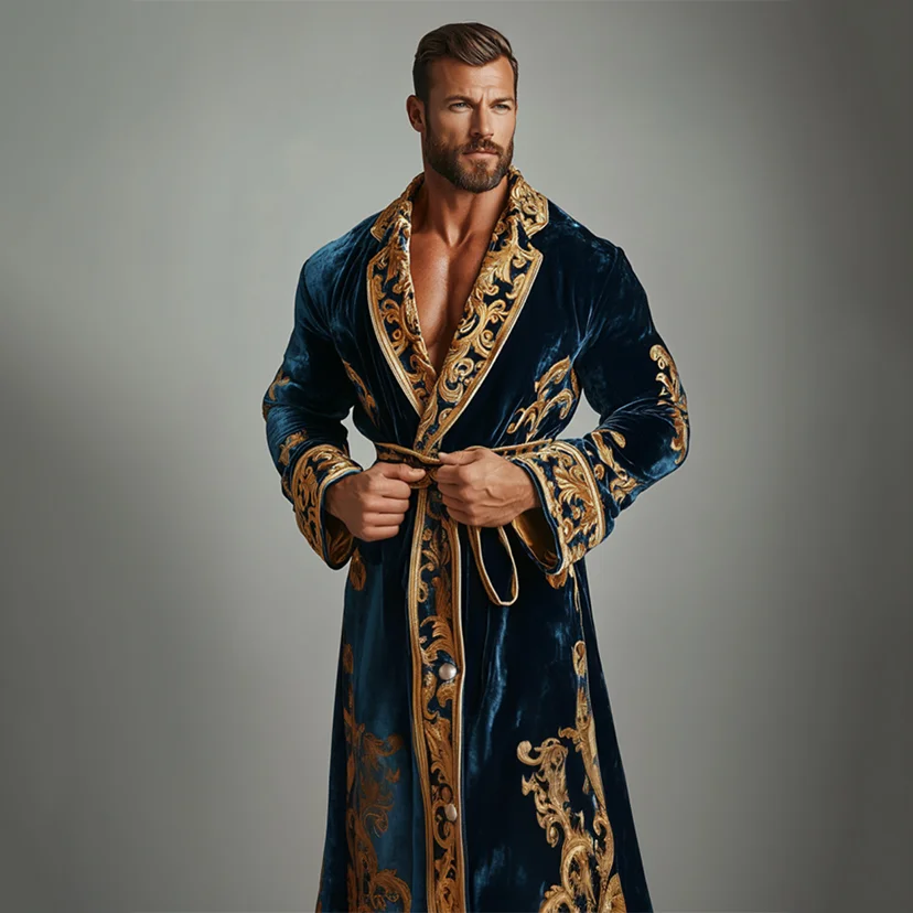 Men's Flannel Baroque Court Style Robe Pajamas-inspireuse