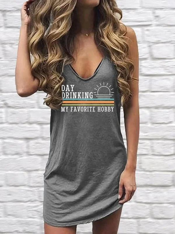 Day Drinking My Favorite Hobby Tank Top Dress socialshop
