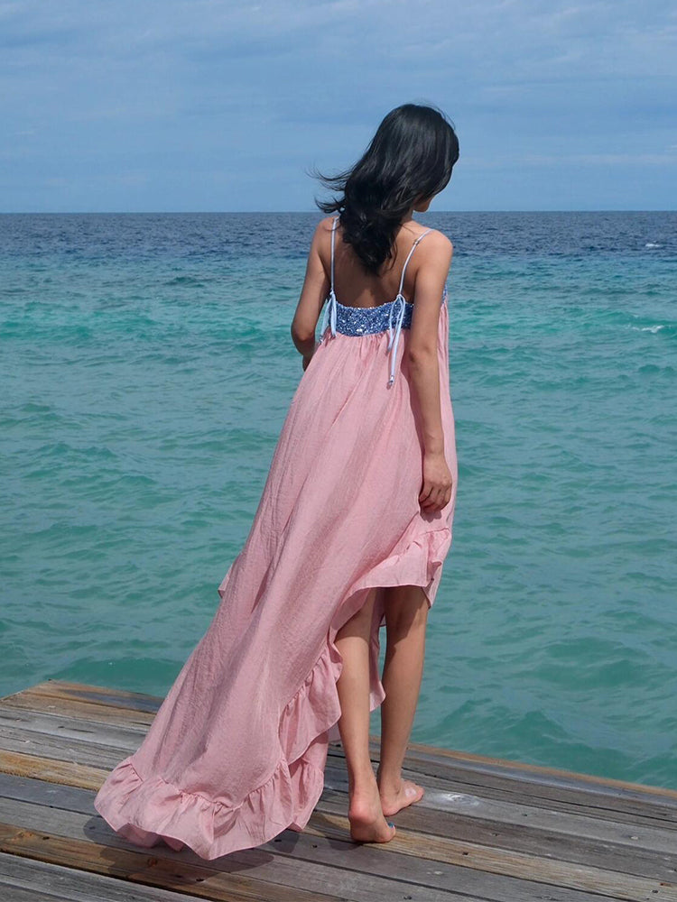 Adorable Days Totem Print V-neck Back Tie Up Vacation Maxi Dress main image 0