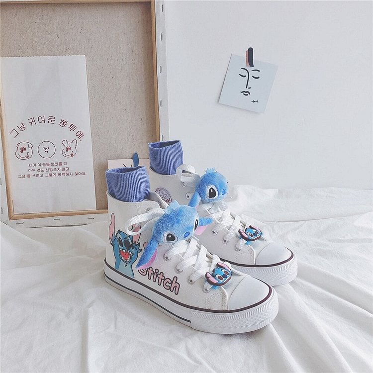 Anime Kawaii Cartoon Graffiti High Top Canvas Shoes BE515