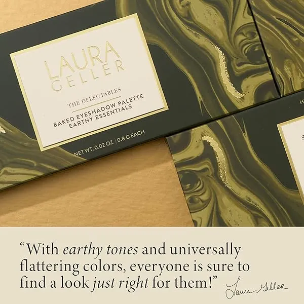 LAURA GELLER NEW YORK The Delectables Earthy Essentials Baked Eyeshadow Palette | 14 Pigmented Eyeshadows Blendable Natural Look 01 The Delectables Baked Eyeshadow Palette Earthy Essentials
