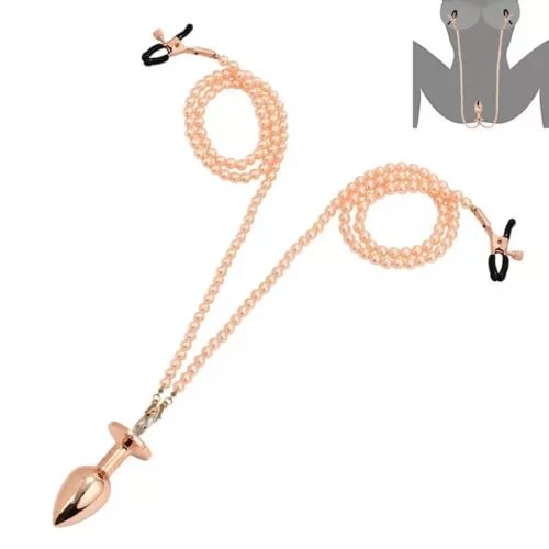 pornhint Pornhint Anal Beads plug Pearl Nipple Clamps Set Chain Metal Breast Clip Bondage Sex Toy Toy