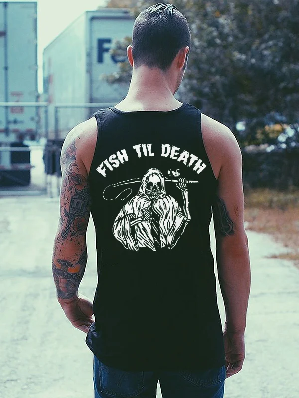 Fish Til Death Skull Printed Men's Tank