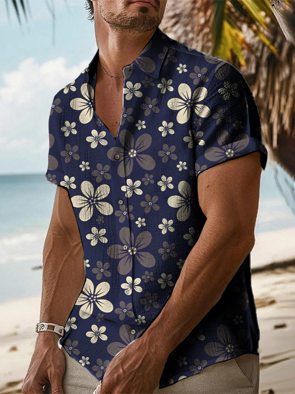 Men's Flowers Graphic All Over Print Short Sleeve Shirt