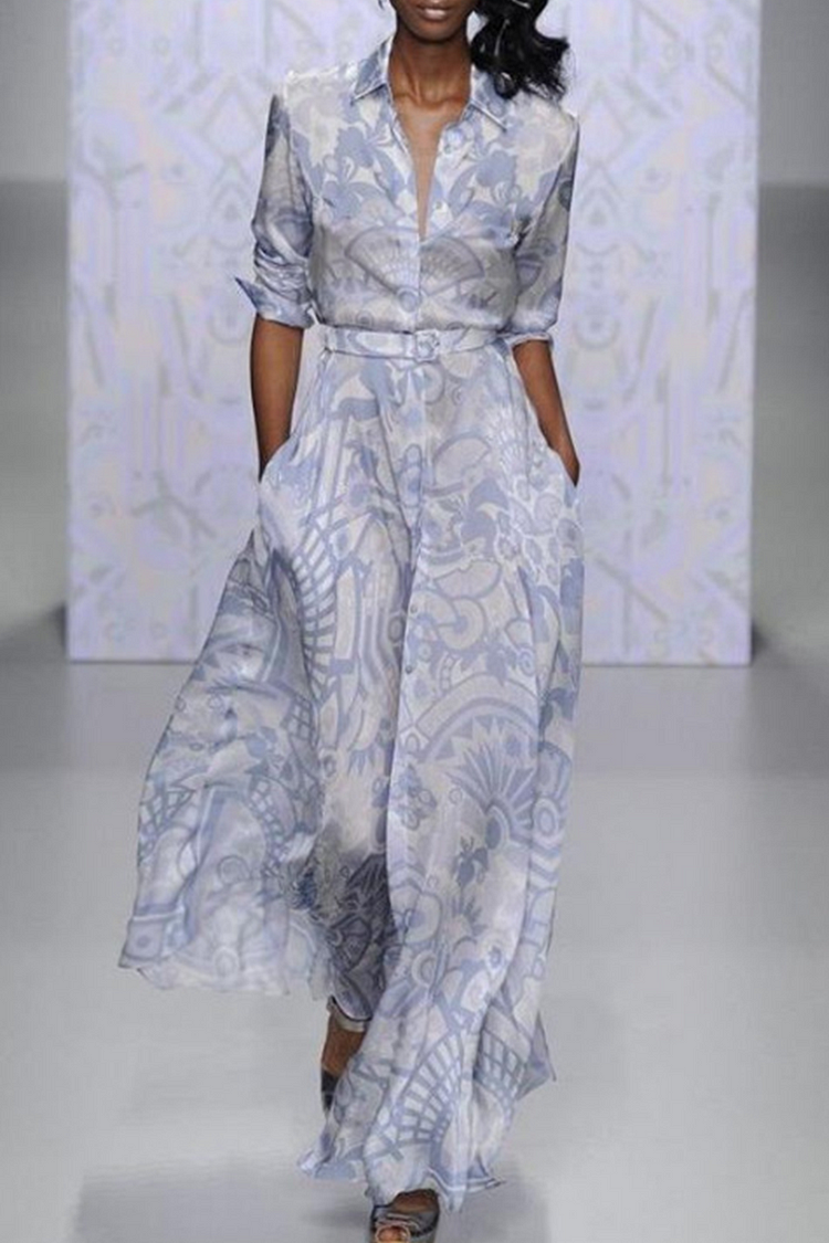 Casual Print Turndown Collar Shirt Dress Dresses(3 Colors) - Life is Beautiful for You - SheChoic