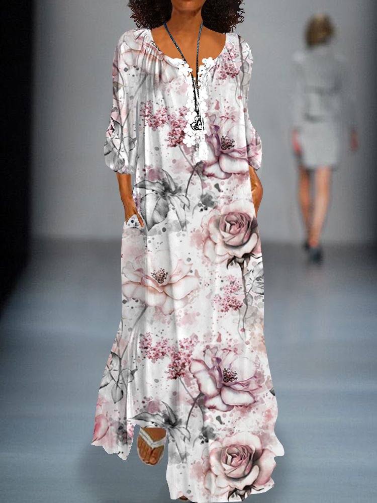 Printed Casual Lace Dress P181436892