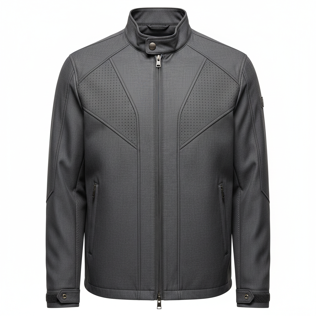 thesupersurf Grey Functional Jacket with Zipper Closure and Adjustable Cuffs