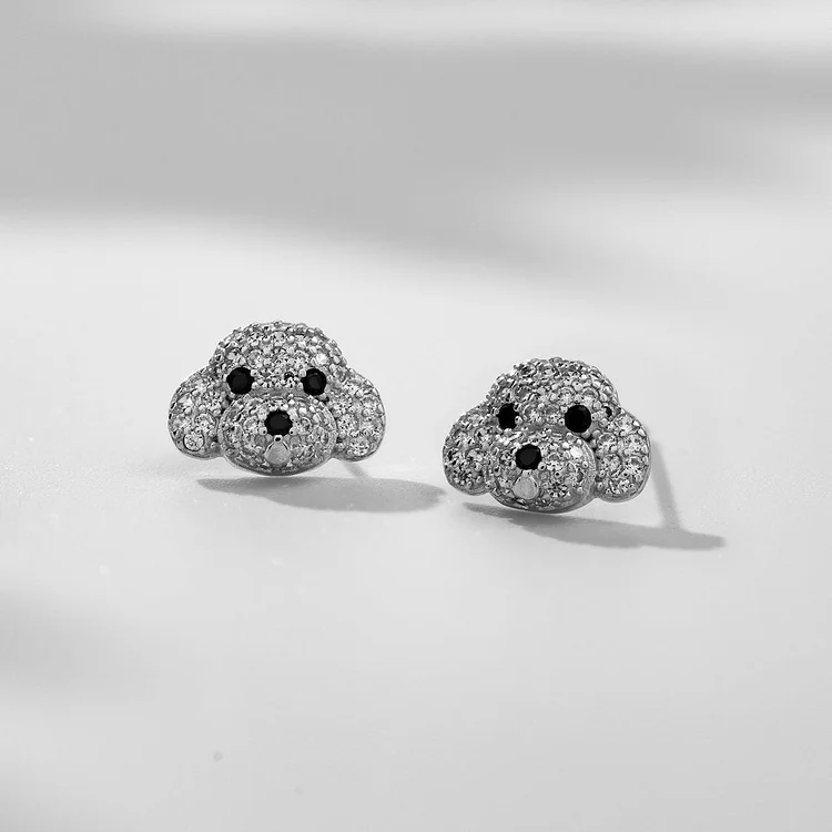 Crystal Puppy Face Stud Earrings