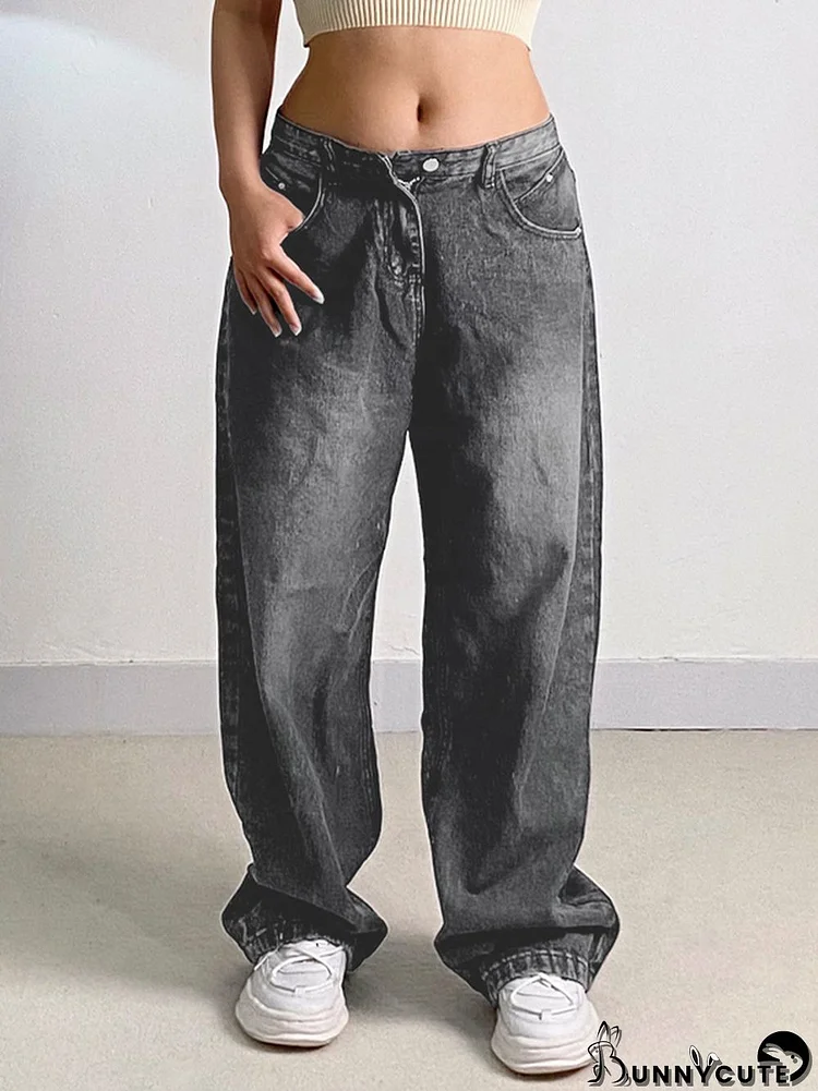 Vintage Washed Gray Boyfriend Jeans