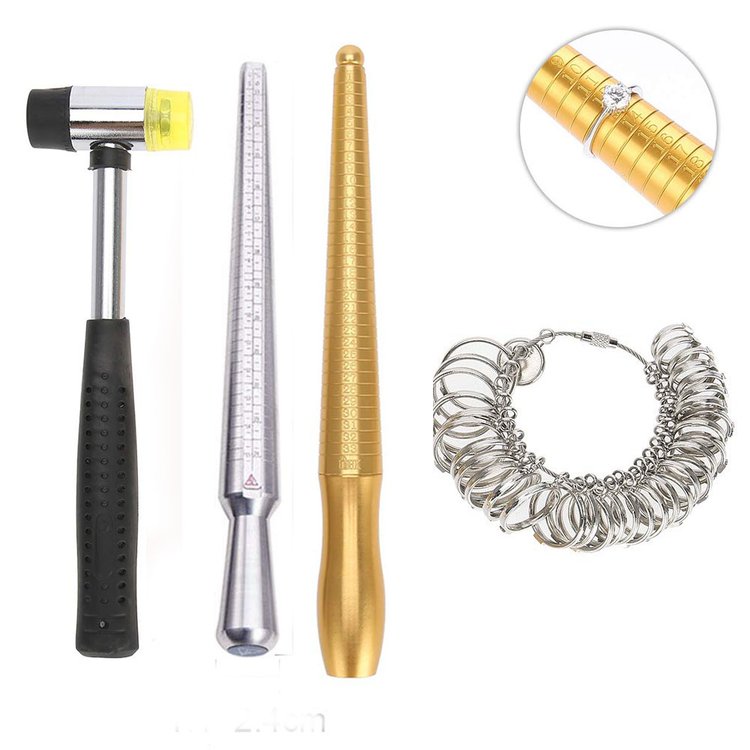 Ring Mandrel Sizer Tool with Metal Mandrel Finger Sizing Measuring Stick