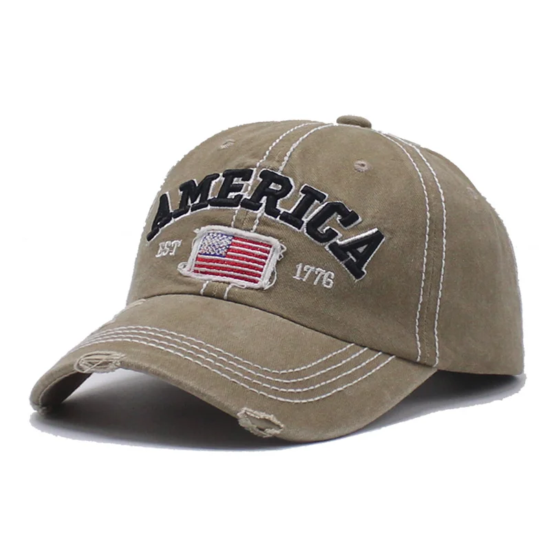 Men's Women's American Flag Embroidered Washed Retro Cap / [viawink] /