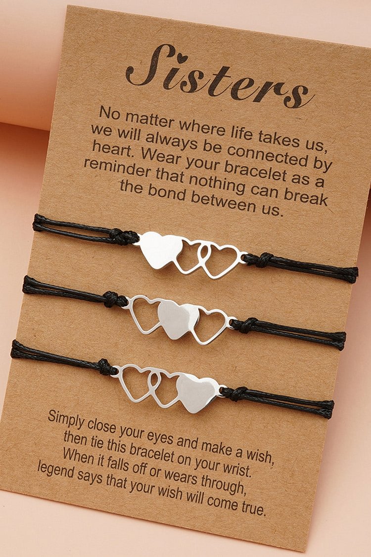 Heart Shape Stainless Steel Braided Wax Cord Bracelet socialshop