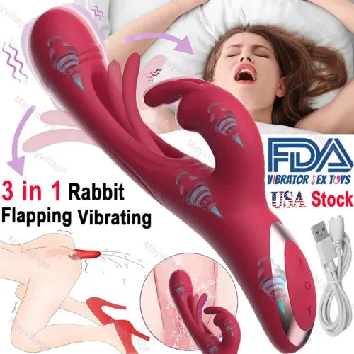 pornhint Pornhint Flapping Patting Rabbit Vibrator Dildo G-spot Clit Massager Sex Toys for Women