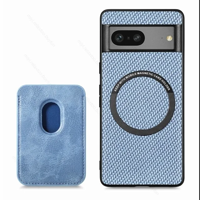 Magnetic Wireless Charge Carbon Fiber Texture Leather Case For Google Pixel 7/7Pro