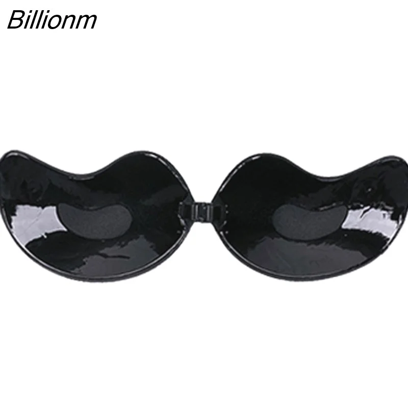 Billionm Sexy Women Invisible Push Up Bra Self-Adhesive Silicone Bust Front Closure Sticky Bra Black Skin Backless Strapless Bra