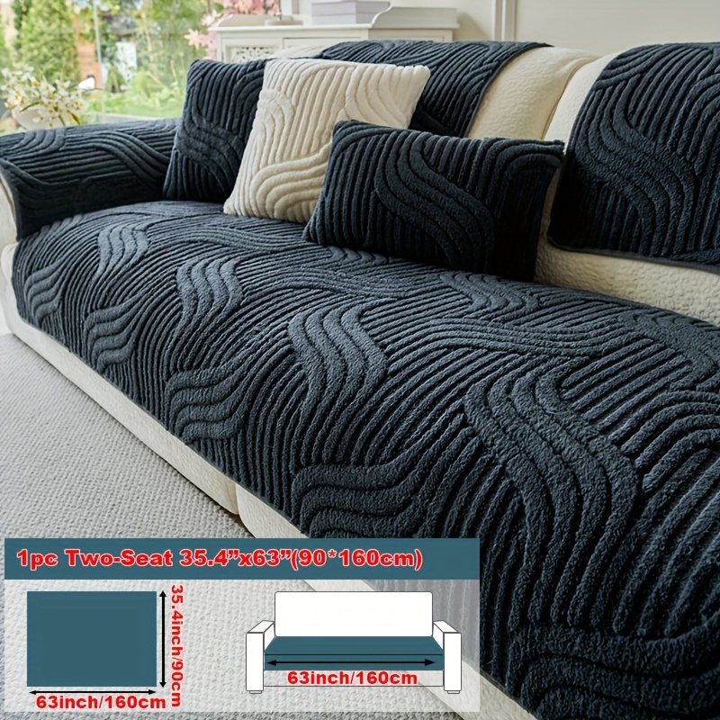 Breathable Plush Non-Slip Sofa Cover - Pet-Friendly, Modern Luxury, Machine Washable, Polyester Fabric