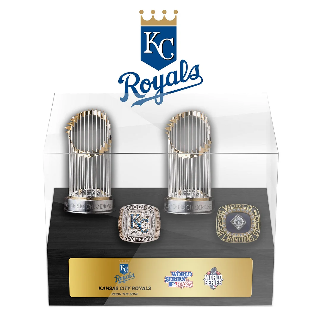 Kansas City Royals MLB World Series Championship Trophy And Ring Display Case
