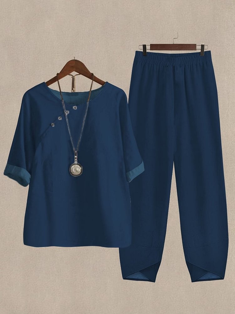 Solid Color Versatile Casual Two Piece Suits socialshop