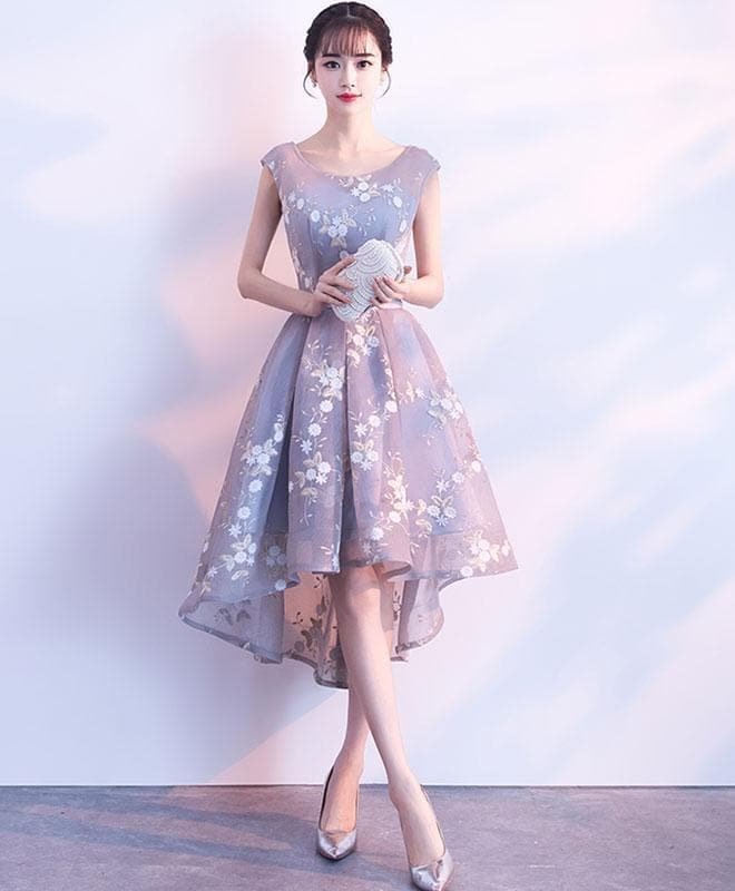 Cute Lace Round Neck Short Prom Dress