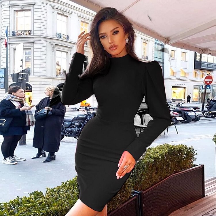 Ocstrade Long sleeve Bandage Dress New Arrival Draped Hot Pink Bandage Dress Bodyon Women Sexy Long Sleeve Club Party Dress - BlackFridayBuys