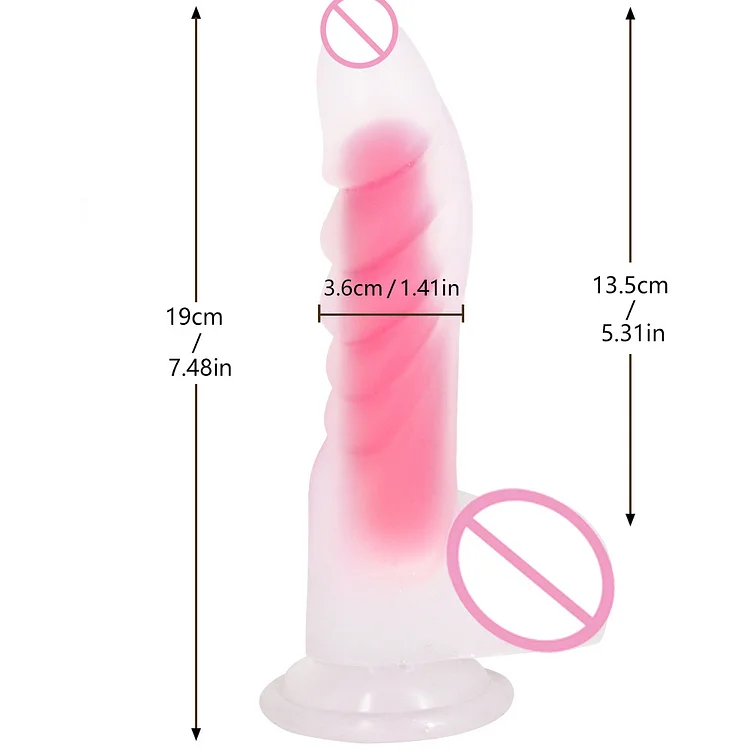 Pearlsvibe Pink Angel Liquid Silicone Luminous Dildo With Suction Cup