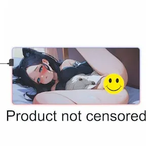pornhint Pornhint LED Gaming Mouse Pad - Hentai theme self pleasuring masturbation - home office minimalist gift anime gamer mousepad