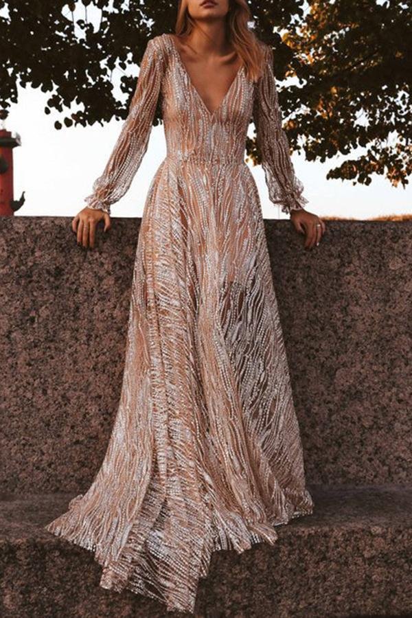 Sexy Deep V Long Sleeve Dress P14620
