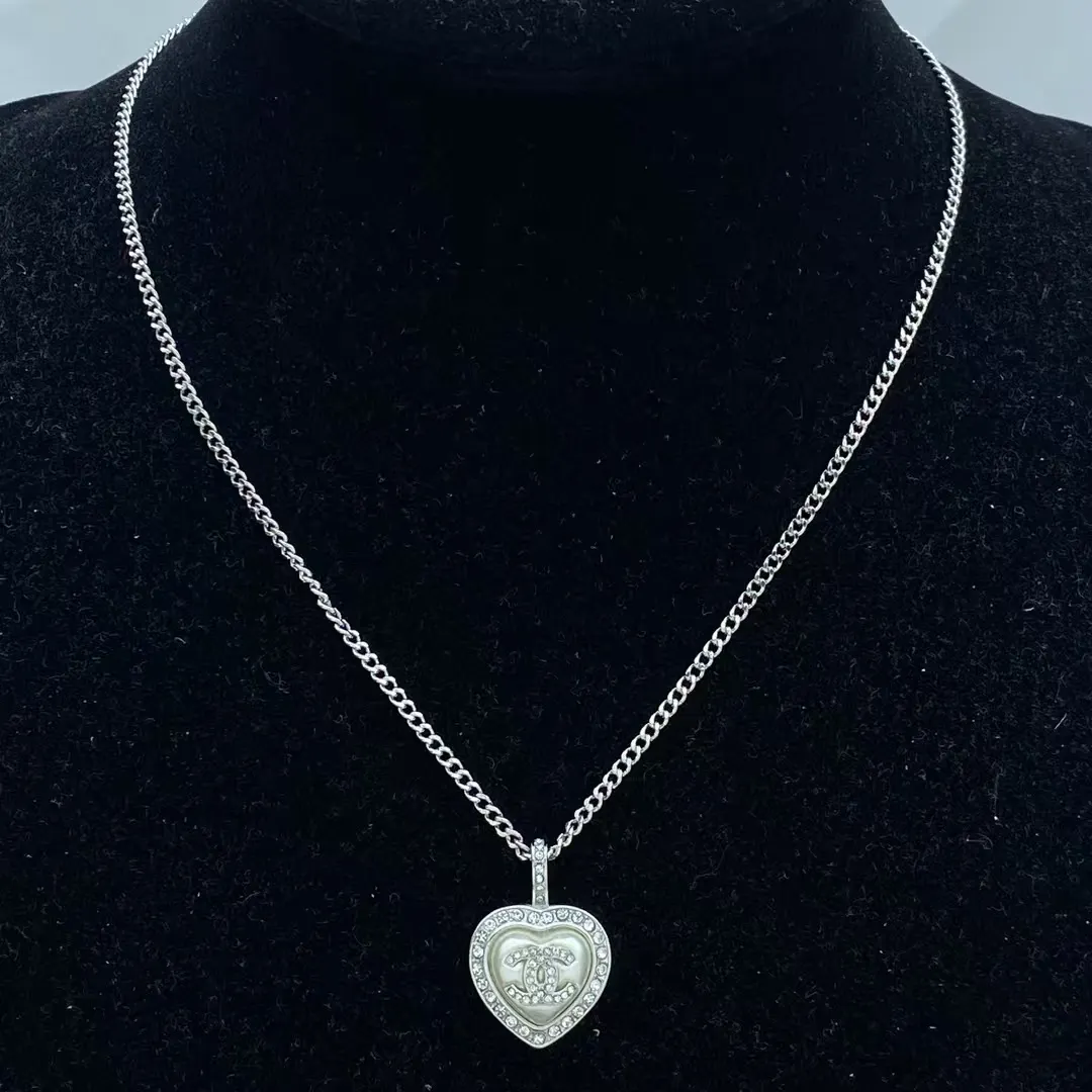 Chanel Heart Pendant Minimalistic Chain Necklace
