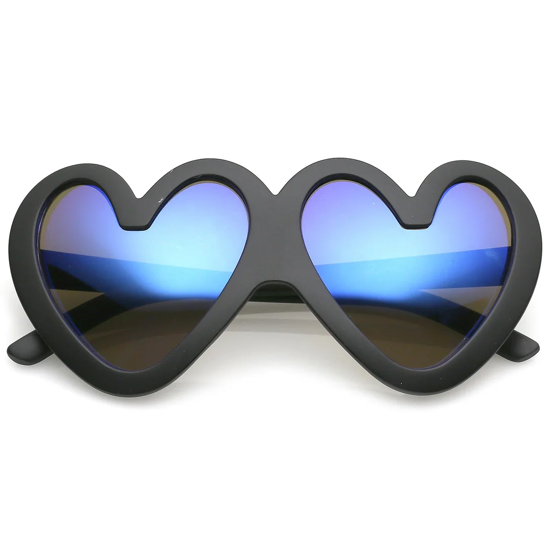 Cute Oversize Heart glasses With Matte Finish Mirrored Lens 55mm