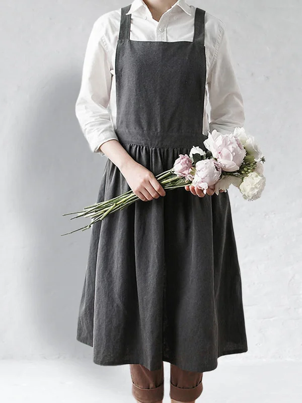 Cotton Linen Blend Cross Back Apron