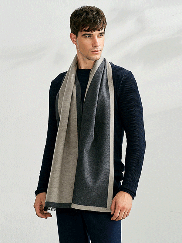 Gray Silk Scarf 1023181251 For Men 30*180