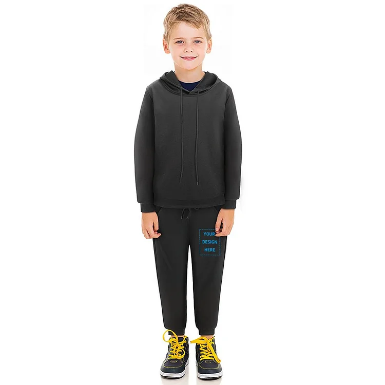 Personalized Unisex Kids Fleece Pullover Hoodie and Pants Outfit Set