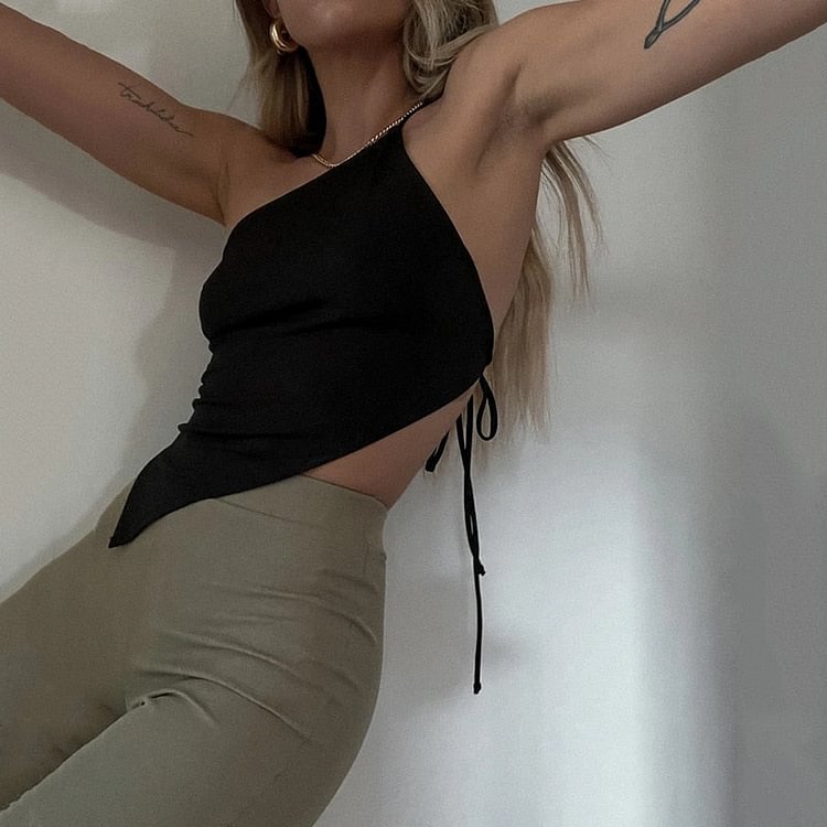 Fashion Straps Cami Crop Tops for Women Sexy Bandage Backless Sleeveless Cropped Top Club Party Streetwear Summer - BlackFridayBuys