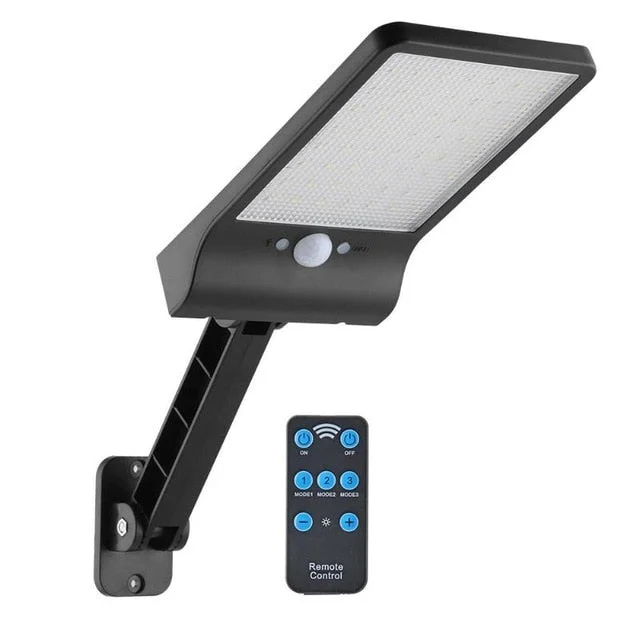 56LED Solar Motion Sensor Wall Light Outdoor Street Lamp with Remote Control Waterproof Garden Street Lamp Adjustable Brightness