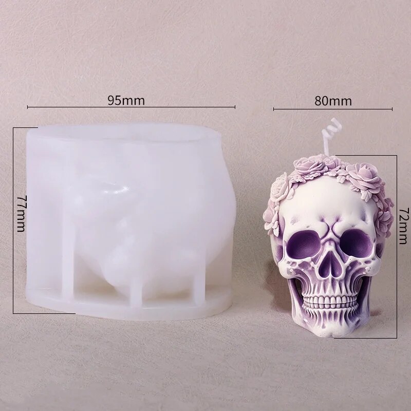 Rose Skull Silicone Candle Mold DIY Scented Candle Soap Craft Gifts Making Plaster Resin Casting Mold Halloween Home Craft Decor