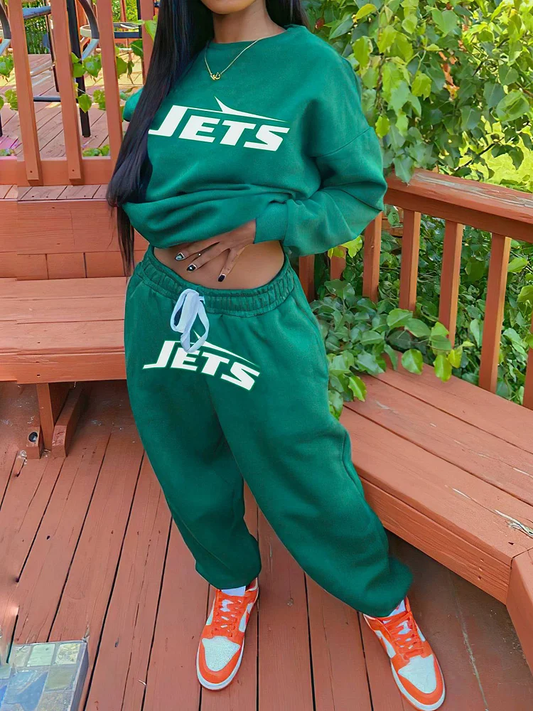 New York Jets Sports Sweatshirt Two-Piece Suit