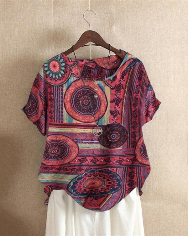 Crew Neck Printed Holiday Women Daily Blouses Tops
