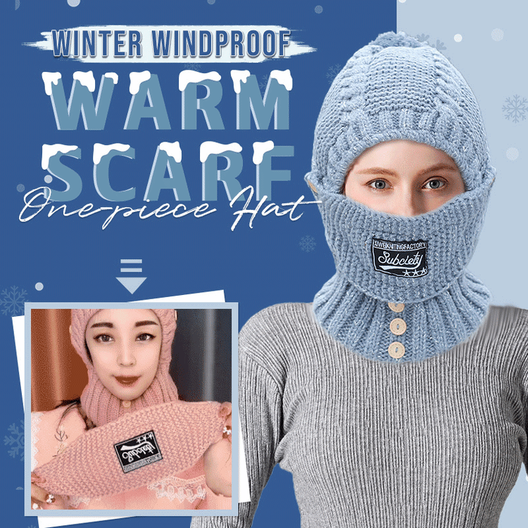 Winter Windproof Warm Scarf One-piece Hat