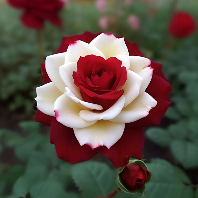 Rare Twin Red White Rose Flower Seeds