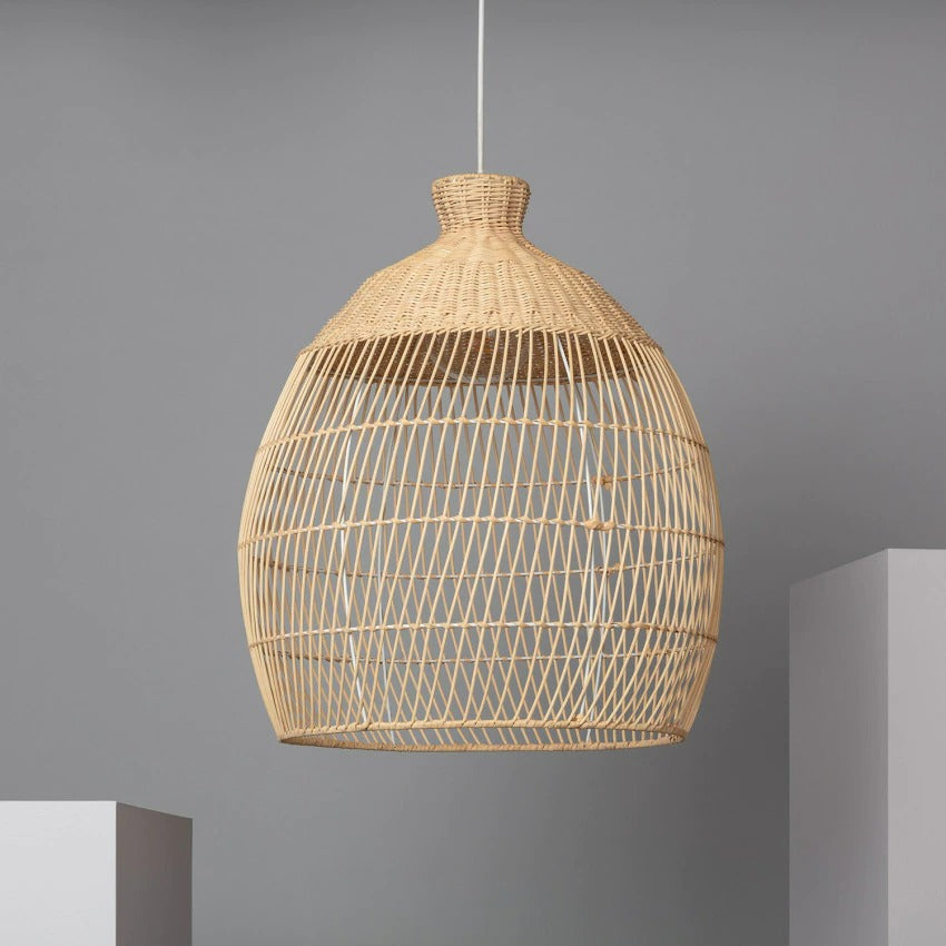 Handmade Woven Rattan Pendant Light Over Island