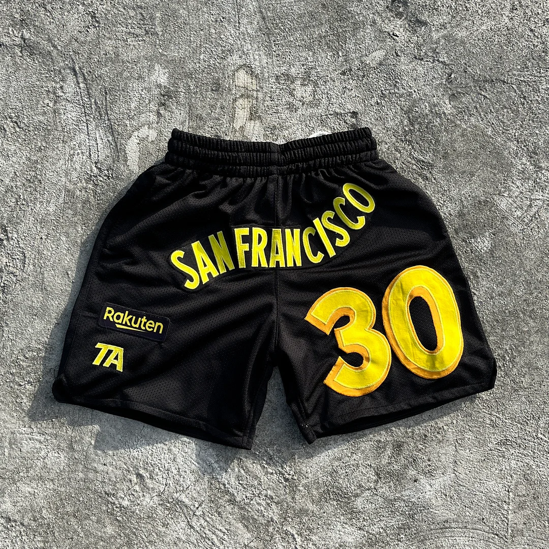Sports print solid shorts