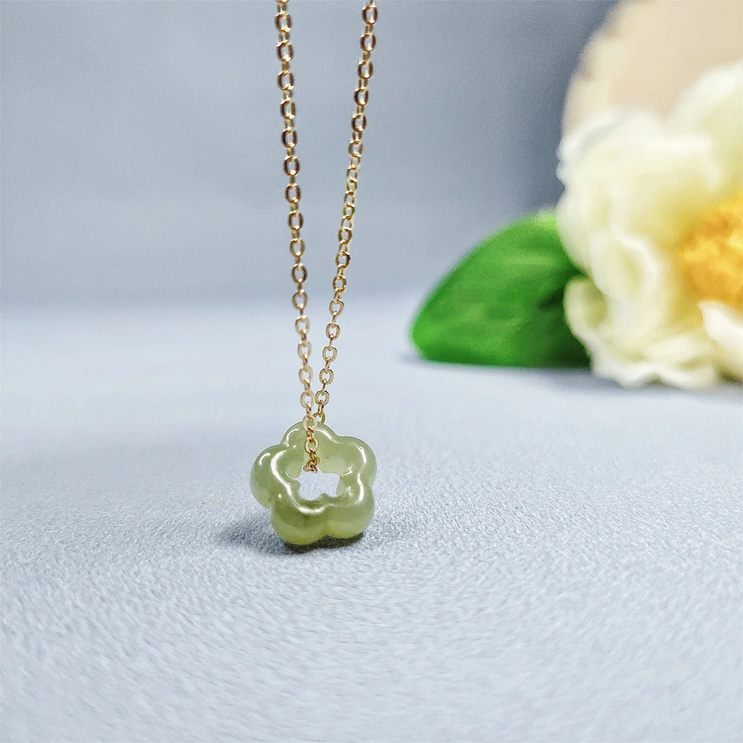 [2022 BTS DALMAJUNG] Natural Hetian Jade Pendant Necklace with Star Donut Charm