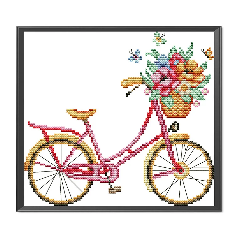 Joy Sunday Romantic Bicycle Season 14CT Stamped Cross Stitch 27*21CM