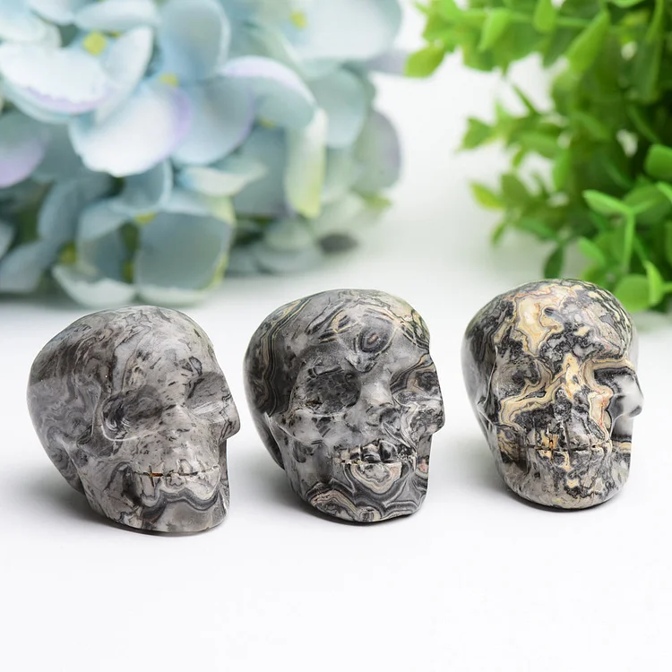2.0" Piccaso Stone Skull Crystal Carving