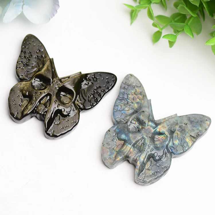 3.0" Labradorite & Golden Obsidian Butterfly Carving